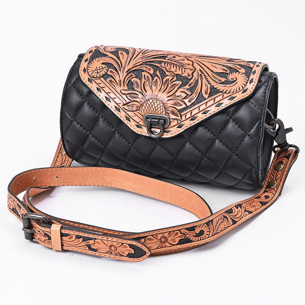 ADBG1824 American Darling Hand Tooled Floral Carved Quilted Leather Western Cross body Bag