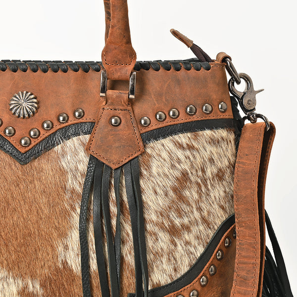 ADBGM801 American Darling Handcrafted Hair-On Cowhide Tote Bag with Western Fringes