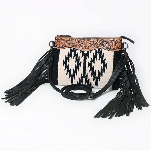 ADBG1828 American Darling Hand Woven Saddle Blanket Cross body Bag with Western Fringes