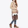 ADBG1829 American Darling Hand Tooled Floral & Cowhide Cross body Bag with Western Fringes