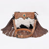 ADBG1829 American Darling Hand Tooled Floral & Cowhide Cross body Bag with Western Fringes