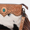 ADBG1829 American Darling Hand Tooled Floral & Cowhide Cross body Bag with Western Fringes