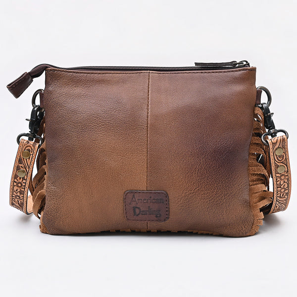 ADBG1829 American Darling Hand Tooled Floral & Cowhide Cross body Bag with Western Fringes