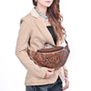 ADBG1830 American Darling Hand Tooled Floral & Basket Weave Leather Western Fanny Pack