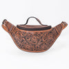 ADBG1830 American Darling Hand Tooled Floral & Basket Weave Leather Western Fanny Pack