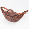ADBG1830 American Darling Hand Tooled Floral & Basket Weave Leather Western Fanny Pack