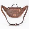 ADBG1830 American Darling Hand Tooled Floral & Basket Weave Leather Western Fanny Pack