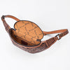 ADBG1830 American Darling Hand Tooled Floral & Basket Weave Leather Western Fanny Pack