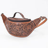 ADBG1830 American Darling Hand Tooled Floral & Basket Weave Leather Western Fanny Pack