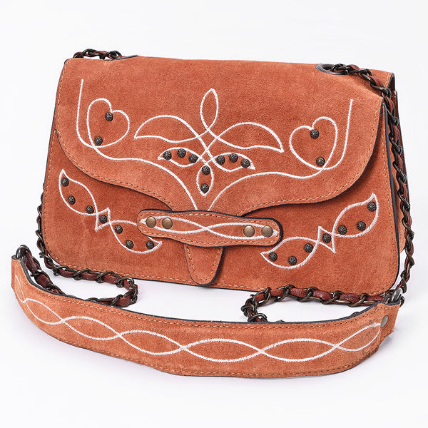ADBG1832 American Darling Western Cross body Bag with Rivetted Genuine Suede Leather & Embroidery