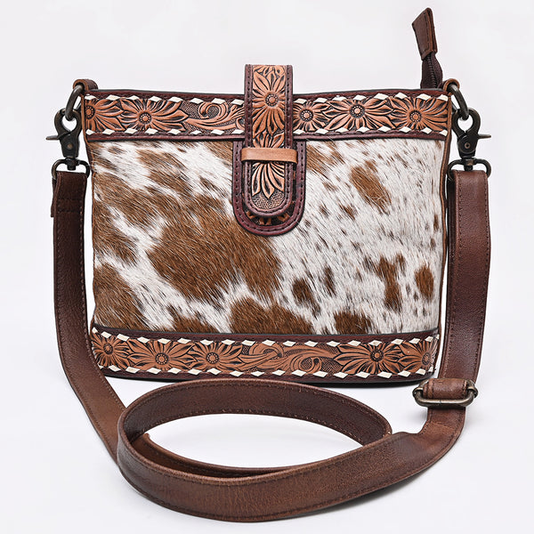 ADBG1833 American Darling Hand Tooled Floral & Cowhide Western Cross body Bag