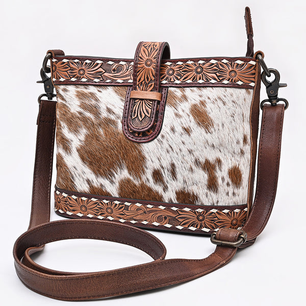 ADBG1833 American Darling Hand Tooled Floral & Cowhide Western Cross body Bag