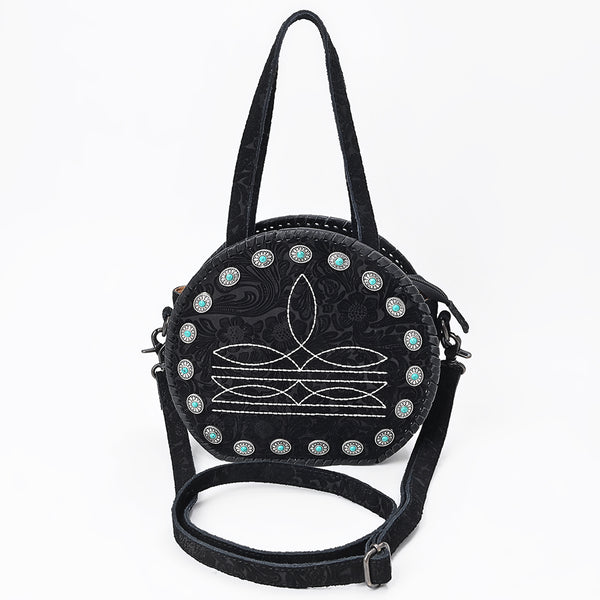 ADBG1836 American Darling Western Leather Canteen Bag Boot Stitching Damascus Textures