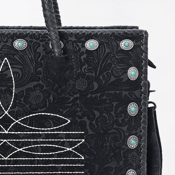 ADBG1837 American Darling Western Leather Tote Bag Boot Stitching & Damascus