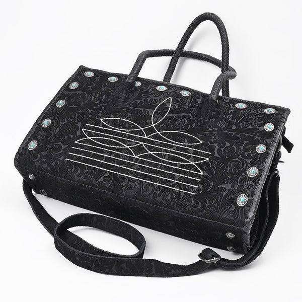 ADBG1837 American Darling Western Leather Tote Bag Boot Stitching & Damascus