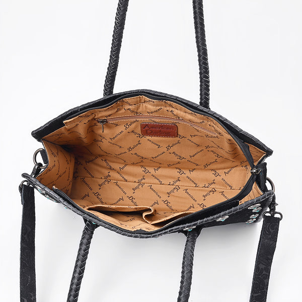 ADBG1837 American Darling Western Leather Tote Bag Boot Stitching & Damascus