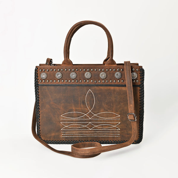 ADBGM814 American Darling Handcrafted Boot Stitched Leather Tote Bag with Rivets