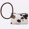 ADBG1841 American Darling Western Wristlet Bag with Hair-On Cowhide and Hand-Tooled Floral Detail