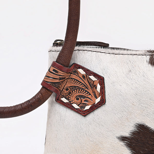 ADBG1841 American Darling Western Wristlet Bag with Hair-On Cowhide and Hand-Tooled Floral Detail