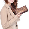 ADBG1842 American Darling Western Wallet Bag with Hand-Tooled Floral Carving and Buck Stitching