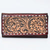 ADBG1842 American Darling Western Wallet Bag with Hand-Tooled Floral Carving and Buck Stitching
