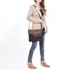 OHG201 Ohlay Hand-Tooled Leather Crossbody Bag with Floral Accents