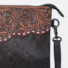 OHG201 Ohlay Hand-Tooled Leather Crossbody Bag with Floral Accents