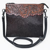 OHG201 Ohlay Hand-Tooled Leather Crossbody Bag with Floral Accents