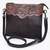 OHG201 Ohlay Hand-Tooled Leather Crossbody Bag with Floral Accents