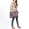 ADBG1845 American Darling Western Leather Tote Bag with Hand-Tooled Accents and Riveted Detail