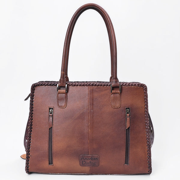 ADBG1845 American Darling Western Leather Tote Bag with Hand-Tooled Accents and Riveted Detail