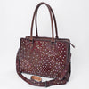 ADBG1845 American Darling Western Leather Tote Bag with Hand-Tooled Accents and Riveted Detail
