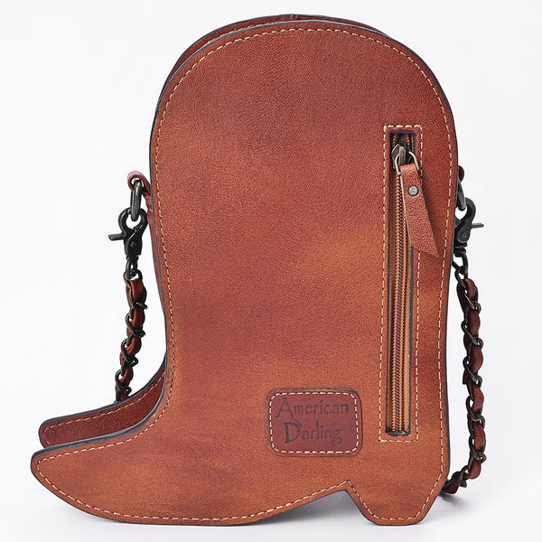ADBG1846 American Darling Western Leather Cross body Bag - Hand-Tooled Floral Shoe Shape Crossbody