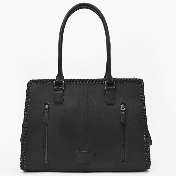 ADBG1848 American Darling Western Leather Tote Bag - Hair-On Cowhide & Braided Riveted Detail