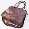 ADBG1849 American Darling Western Leather Tote Bag - Hand-Tooled Floral Carved Shoulder Bag