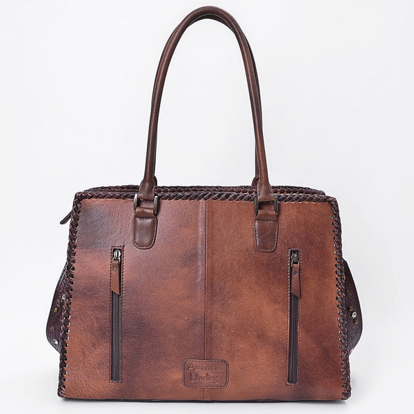 ADBG1849 American Darling Western Leather Tote Bag - Hand-Tooled Floral Carved Shoulder Bag