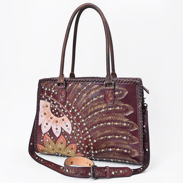 ADBG1849 American Darling Western Leather Tote Bag - Hand-Tooled Floral Carved Shoulder Bag