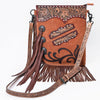 ADBG1852 American Darling Western Chaps Bag - Hand-Tooled Floral Genuine Suede Crossbody with Fringes
