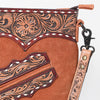 ADBG1852 American Darling Western Chaps Bag - Hand-Tooled Floral Genuine Suede Crossbody with Fringes