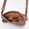 ADBG1852 American Darling Western Chaps Bag - Hand-Tooled Floral Genuine Suede Crossbody with Fringes