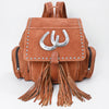 ADBG1853 American Darling Western Genuine Suede Backpack Bag with Fringes and Horseshoe Concho