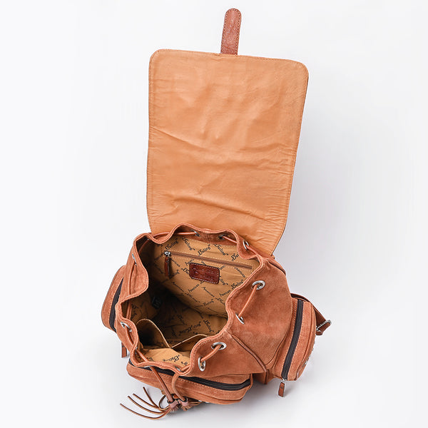 ADBG1853 American Darling Western Genuine Suede Backpack Bag with Fringes and Horseshoe Concho