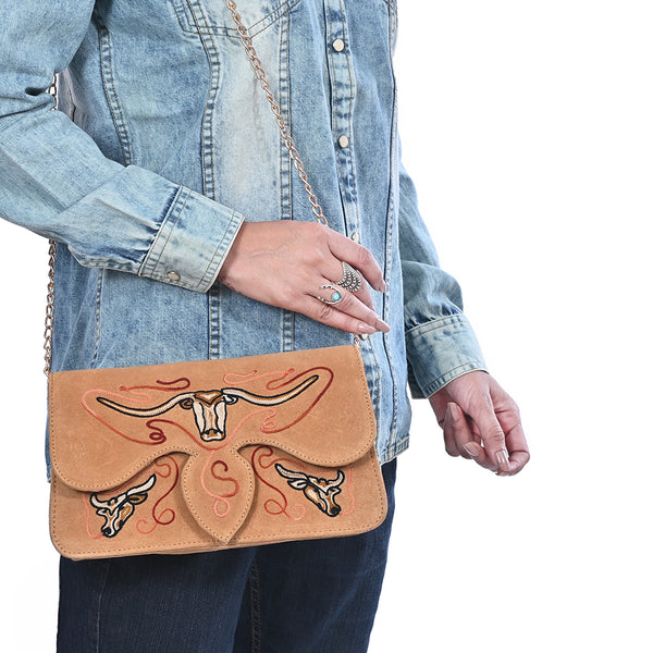 ADBGA944 American Darling Western Embroidered Genuine Suede Cross body Bag