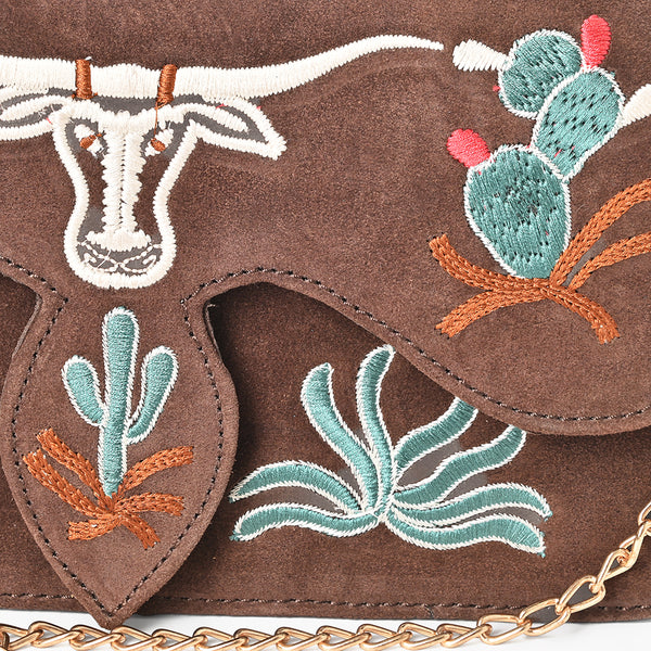 ADBGA944 American Darling Western Embroidered Genuine Suede Cross body Bag