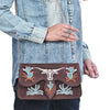 ADBGA944 American Darling Western Embroidered Genuine Suede Cross body Bag