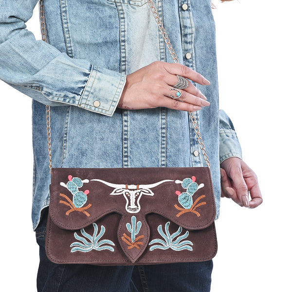 ADBGA944 American Darling Western Embroidered Genuine Suede Cross body Bag