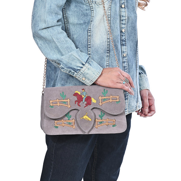 ADBGA944 American Darling Western Embroidered Genuine Suede Cross body Bag