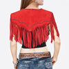 ADDR023 American Darling Red Suede Leather Cape Western Fringe Concho Top