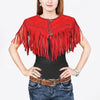 ADDR023 American Darling Red Suede Leather Cape Western Fringe Concho Top