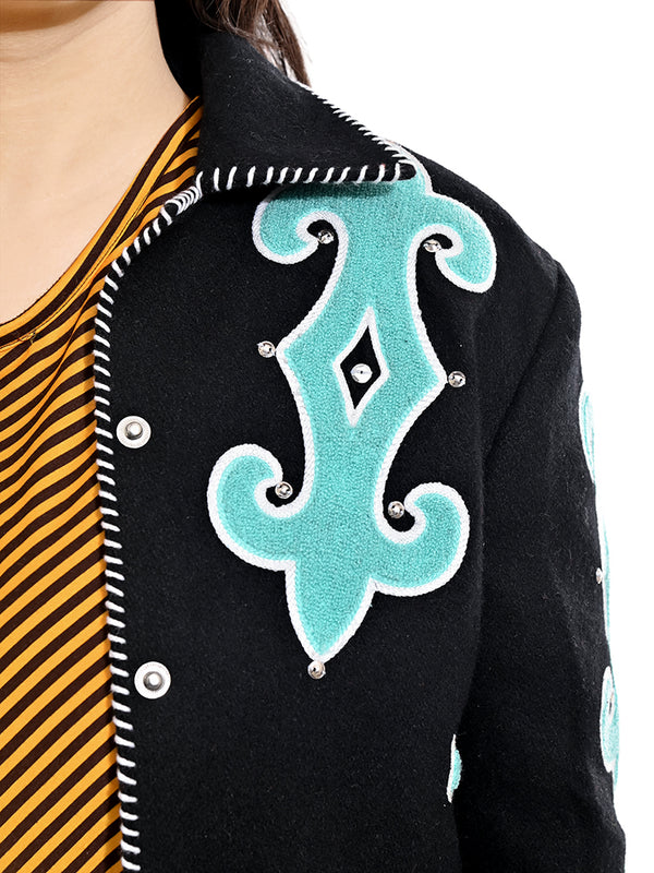 ADJKT080 American Darling Western Embroidered Apparel -Black Artisan Handcrafted Woolen Jacket